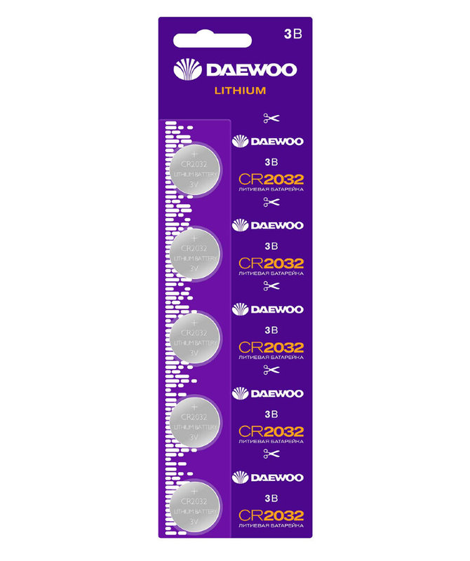 Батарейка DAEWOO CR2032/5BL Lithium (5) (100) Батарейка DAEWOO CR2032/5BL Lithium (5) (100)