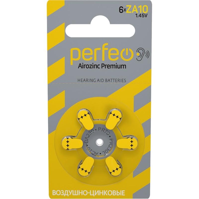 Батарейка Perfeo ZA10/6BL Airozinc Premium (6) (60)
