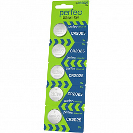 Батарейка Perfeo CR2025 5BL Lithium Cell (5)  (100)