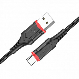 Кабель BOROFONE BX67 USB Type-C/ 1m/ 3A/ Нейлон/ Black