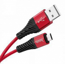Кабель HOCO X38 USB Micro/ 1m/ 2.4A/ Нейлон/ Red