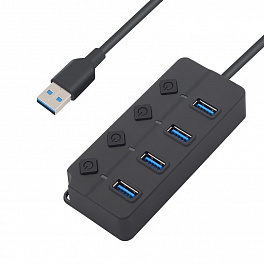 Хаб USB Perfeo 4 Port, 3.0 (PF-H032 Black) чёрный