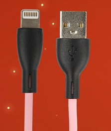 Кабель PERFEO USB A вилка - Lightning вилка, 2.4A, розовый, силикон, длина 1 м., SILICON (I4336)