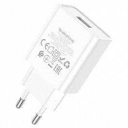 З/У BOROFONE BA74A Сетевое + Кабель Lightning 1m/ 1 USB/ Выход: 10.5W/ White