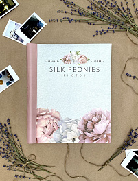 Фотоальбом на 10 магнитных листов 23х28 см, внутр. спираль silk peonies Пионы на шелке