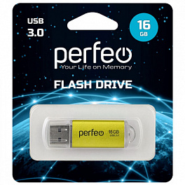 Flash Drive 16 Gb 3.0 Perfeo C14 Gold metal series