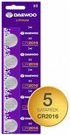 Батарейка DAEWOO CR2016/5BL Lithium (5) (100)