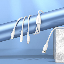 Кабель BOROFONE BX71 USB 3-in-1: Lightning+Micro+Type-C/ 1m/ 2A/ White