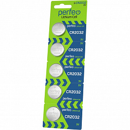Батарейка Perfeo СR2032 5BL Lithium (5) (100)