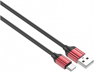 Кабель LDNIO LS431/ USB кабель Type-C/ 1m/ 2.4A/ медь: 86 жил/ Нейлоновая оплетка/ Red