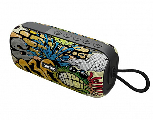 Колонка-Bluetooth Perfeo "WORM" 12W, MP3 USB-TF, AUX, FM, HANDS FREE, TWS граффити