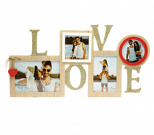 Фоторамка Fotografia "Love" на 4 фото: 10x15 + 13x18 + 2х 10x10 см (уцененный)