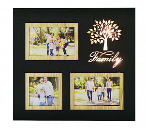 Фоторамка с подсветкой Fotografia на 3 фото: 2х 10x15 + 10x10 см, "Family" (FFL-846)