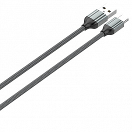 Кабель LDNIO LS431/ USB кабель Micro/ 1m/ 2.4A/ медь: 86 жил/ Нейлоновая оплетка/ Gray