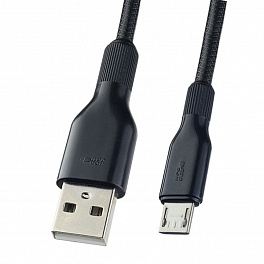 Кабель PERFEO USB2.0 A вилка - Micro USB вилка, силикон, черный, длина 1 м. (U4807) (100)