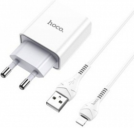 З/У HOCO C81A Сетевое + Кабель Lightning 1m/ 1 USB/ Выход: 10.5W/ White