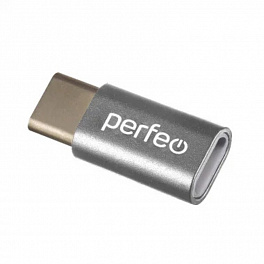 КартРидер Perfeo micro USB adapter with Type-C c OTG (PF-VI-O005 Silver) серебряный
