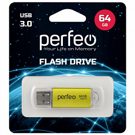 Flash Drive 64 Gb 3.0 Perfeo C14 Gold metal series